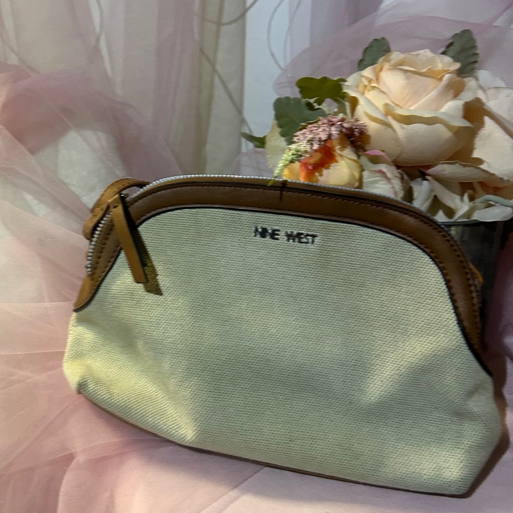 Nine West Tan and Cream Cosmetic Bag
